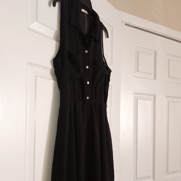 Freebird Black Sheer Button Front Sleeveless Dress - Picture 5 of 6